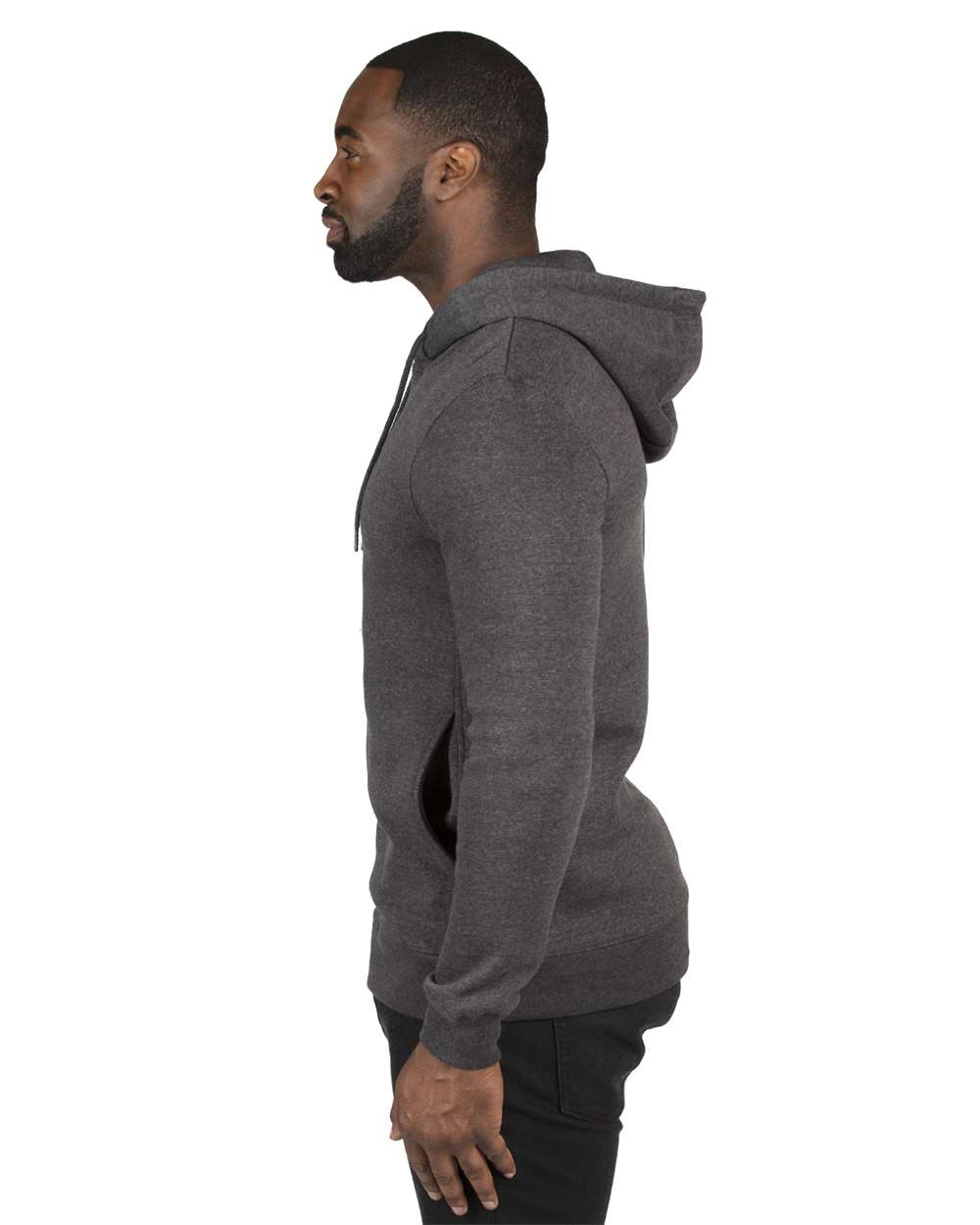 Unisex Ultimate Fleece Pullover Hooded Sweatshirt - OnModelSide - B789E0582 - Charcoal Heather