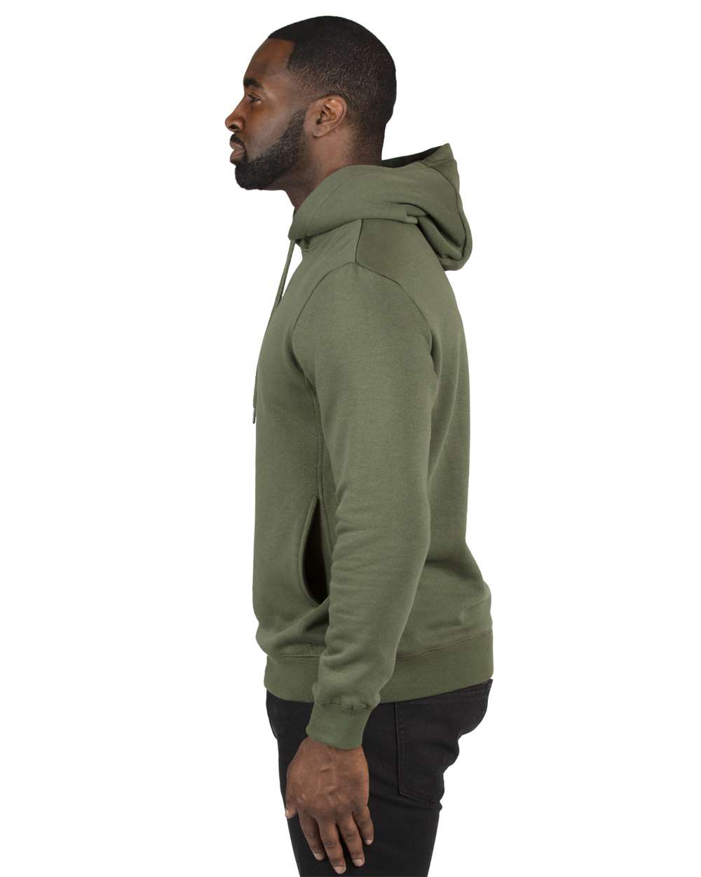 Unisex Ultimate Fleece Pullover Hooded Sweatshirt - OnModelSide - B789E0612 - Army