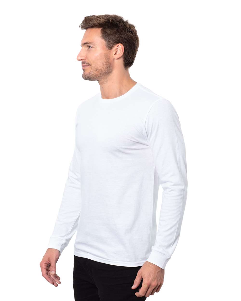 Unisex Epic CVC Long Sleeve T-Shirt - OnModelSide - B818E0002 - Solid White