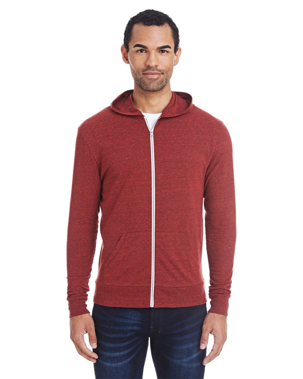 Unisex Triblend Full-Zip Lightweight Hooded Sweatshirt - styleImage