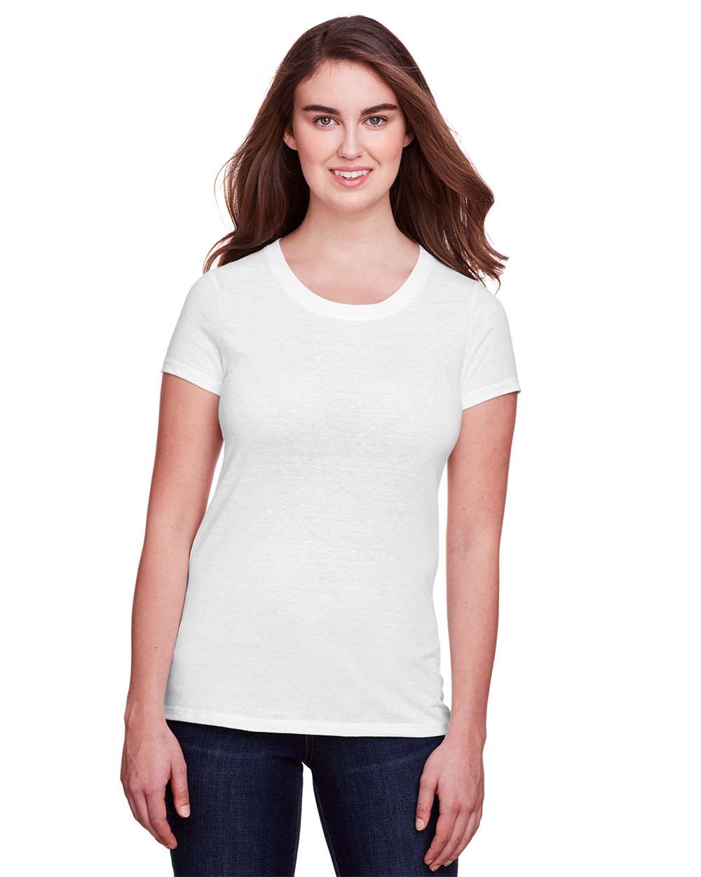 Women's Tri-Blend T-Shirt - OnModelFront - B781E0003 - Solid White Triblend
