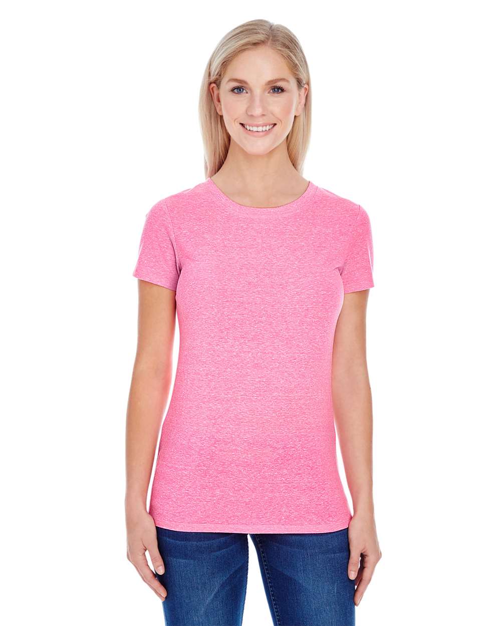 Women's Tri-Blend T-Shirt - OnModelFront - B781E0033 - Neon Pink Triblend