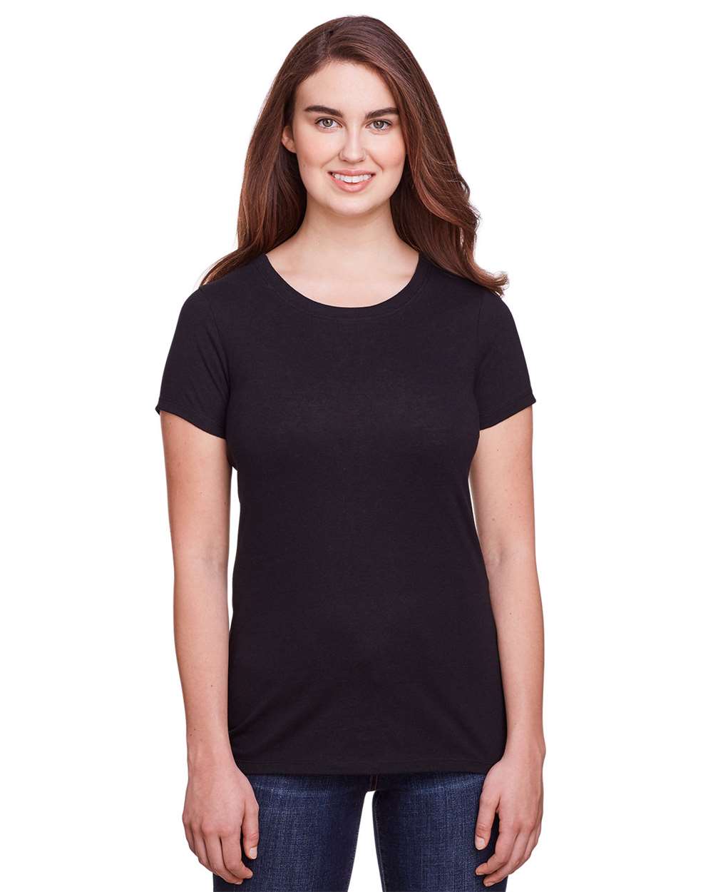 Women's Tri-Blend T-Shirt - OnModelFront - B781E0113 - Solid Black Triblend