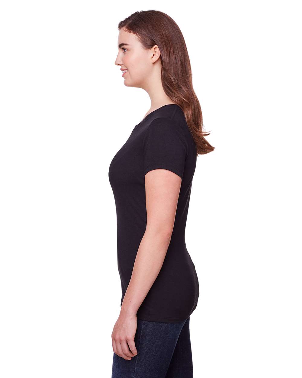 Women's Tri-Blend T-Shirt - OnModelSide - B781E0113 - Solid Black Triblend