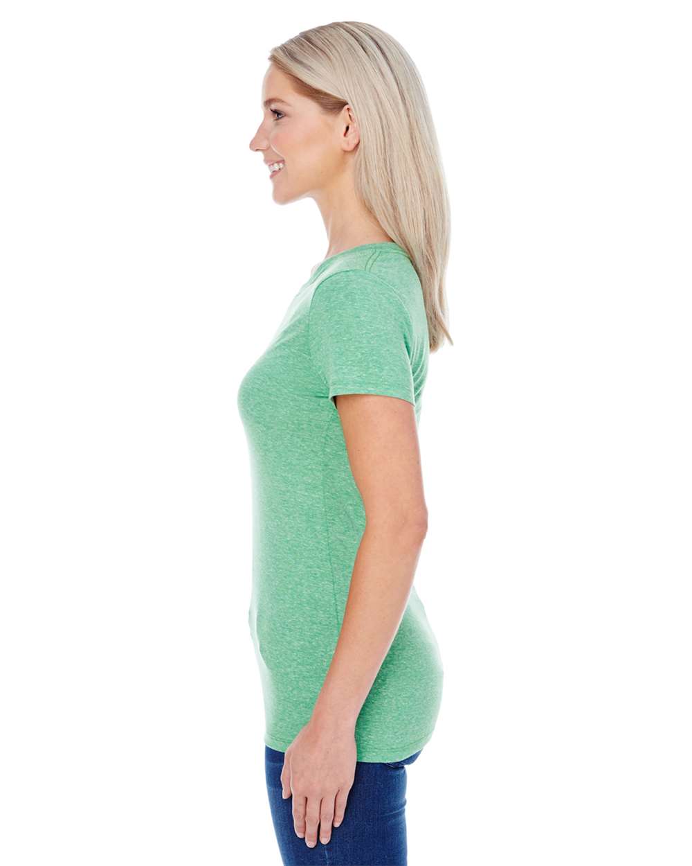 Women's Tri-Blend T-Shirt - OnModelSide - B781E0193 - Green Triblend