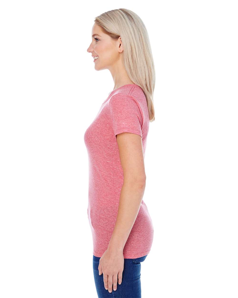 Women's Tri-Blend T-Shirt - OnModelSide - B781E0703 - Red Triblend