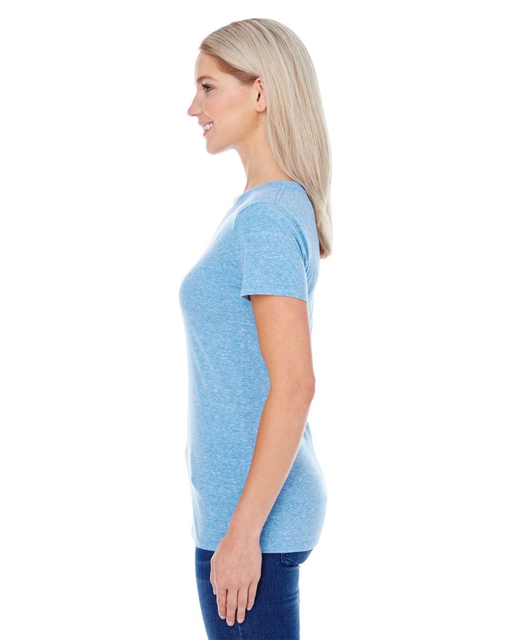 Women's Tri-Blend T-Shirt - OnModelSide - B781E0753 - Royal Triblend