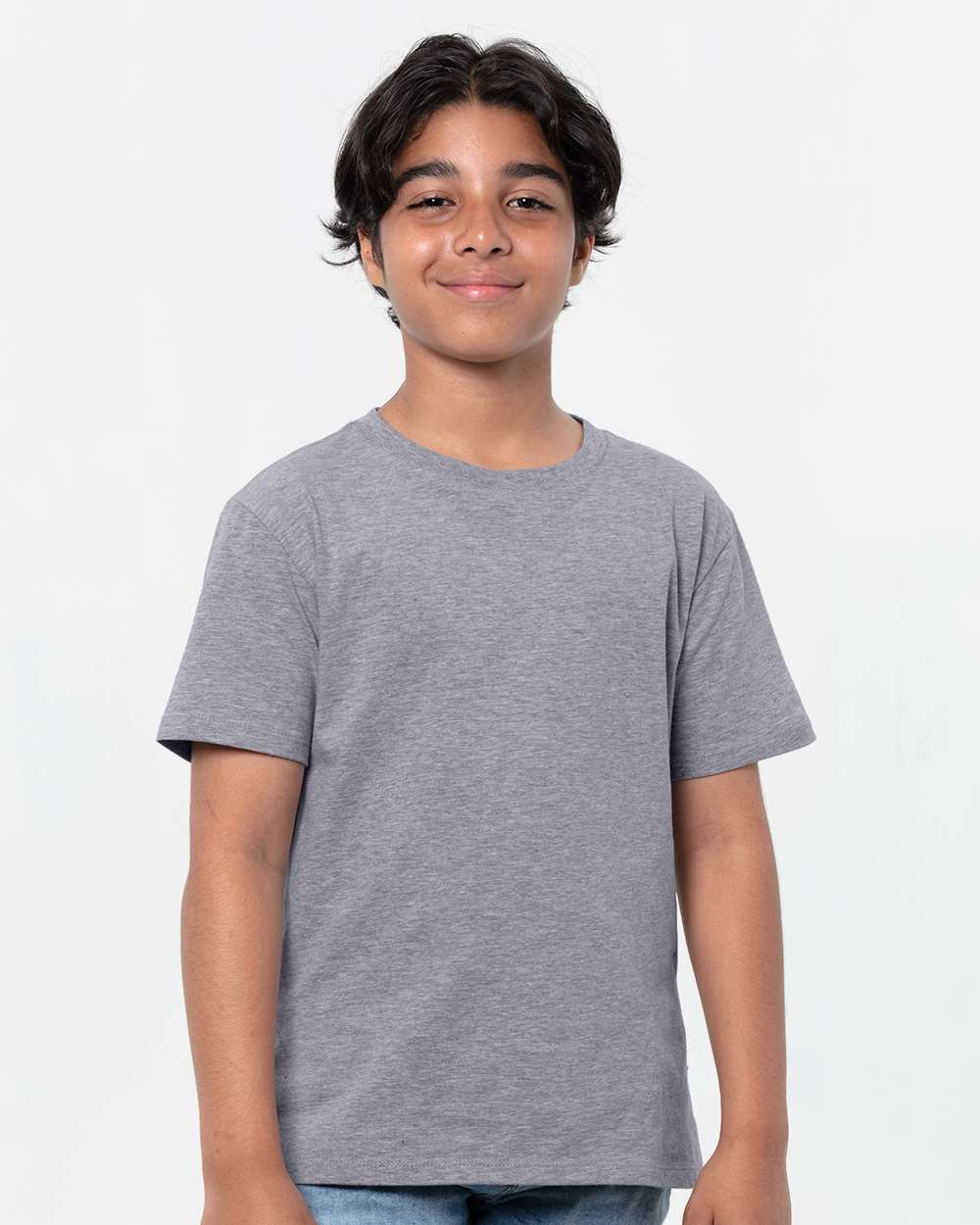 Youth Epic CVC T-Shirt - OnModelFront - B814E0582 - Heather Dark Grey