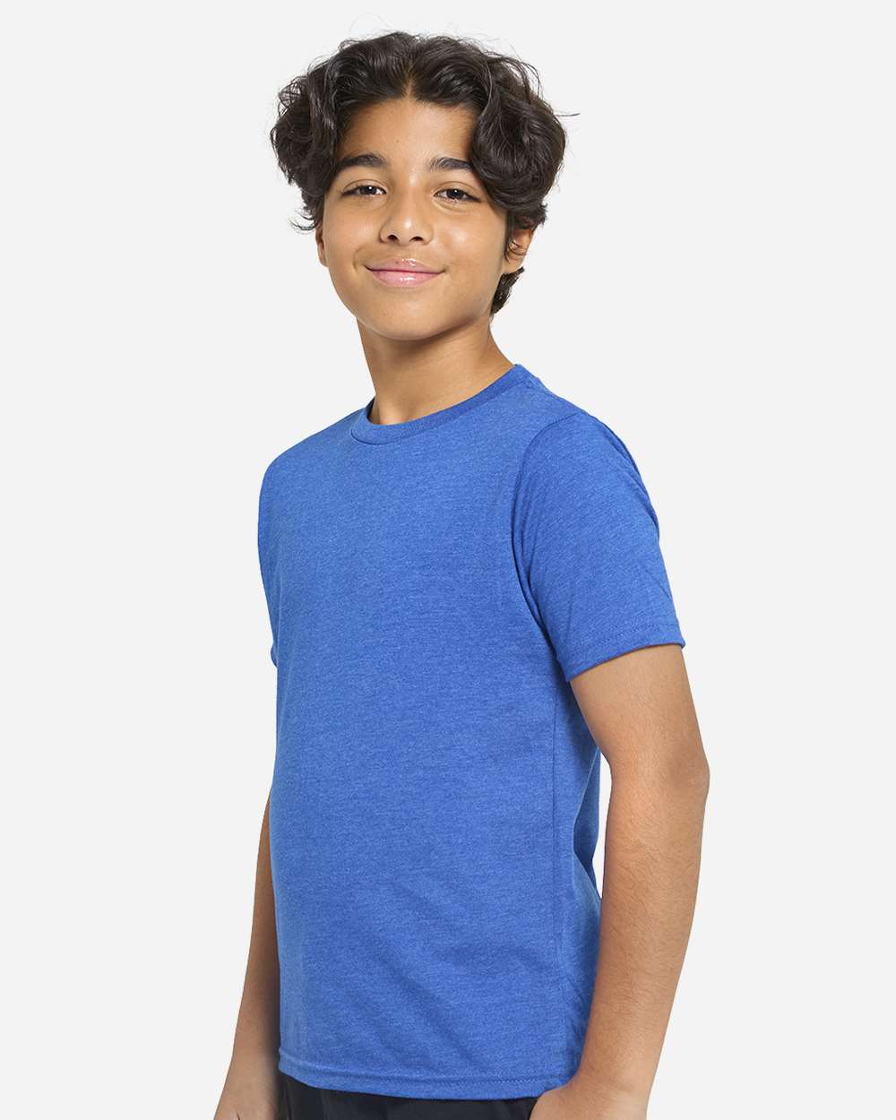 Youth Epic CVC T-Shirt - OnModelSide - B814E0752 - Heather Royal