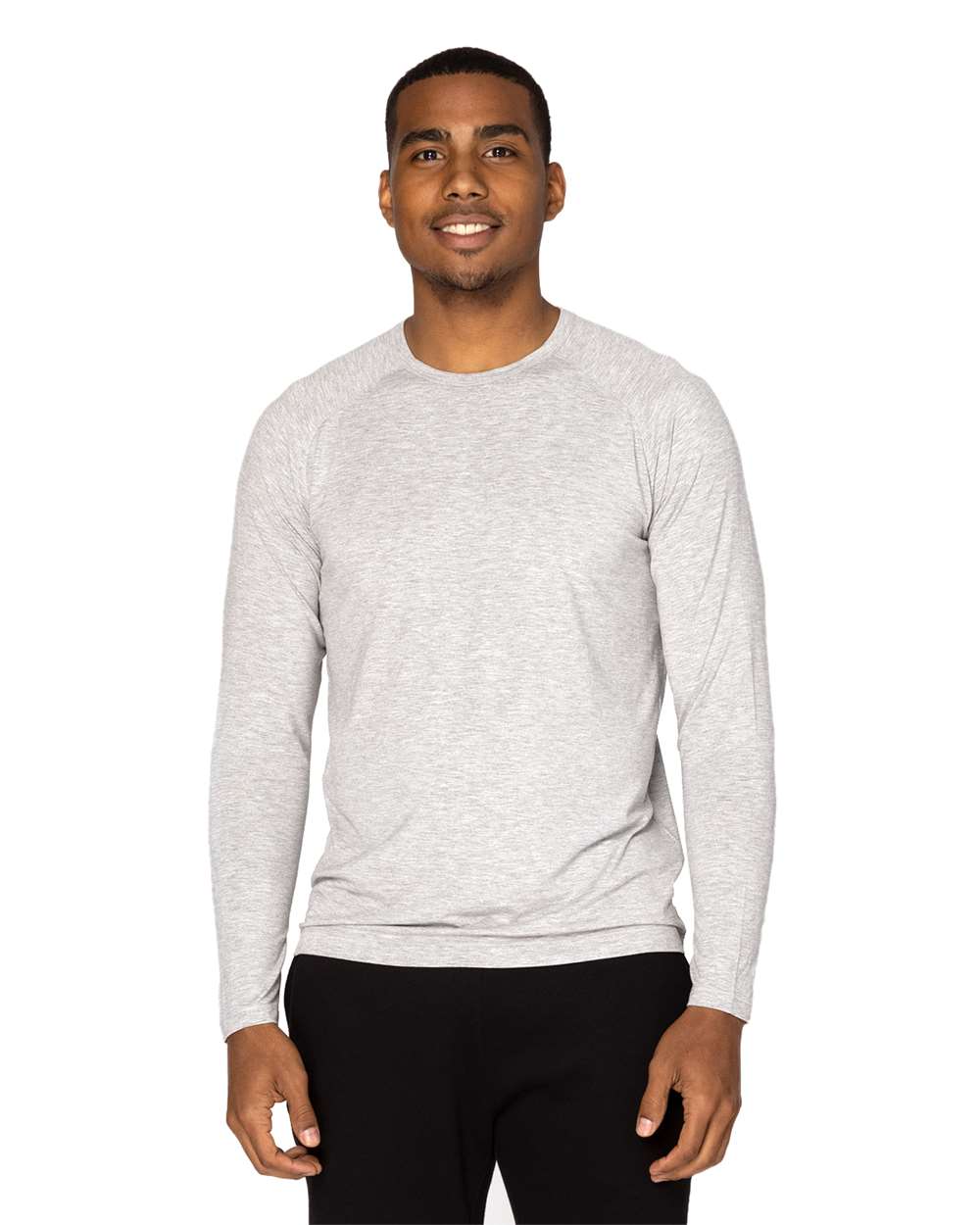 Unisex Impact Long-Sleeve T-Shirt - OnModelFront - B798E0352 - Heather Grey