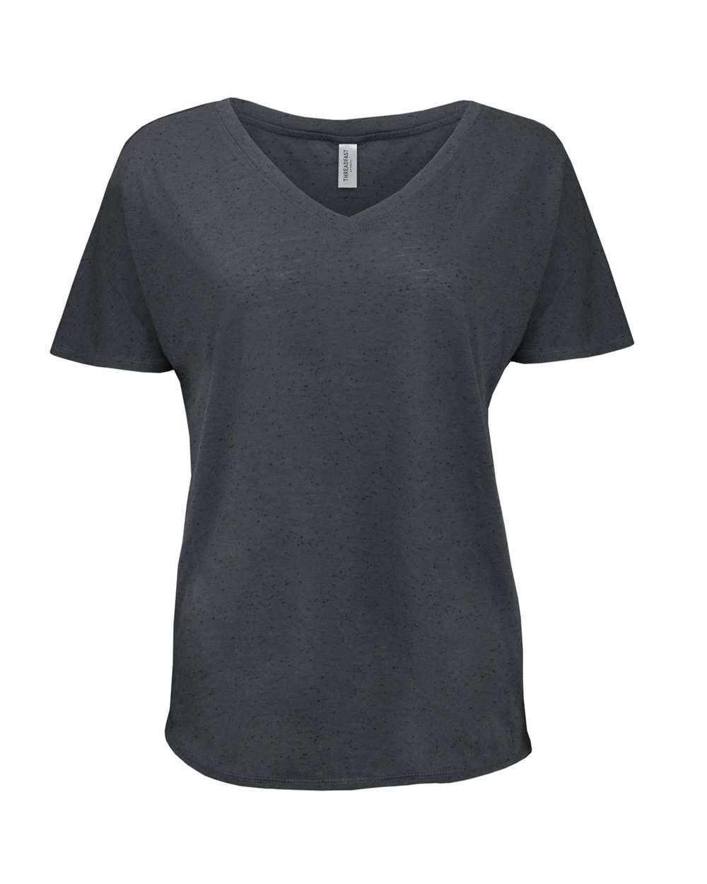 Women's Tri-Blend Fleck V-Neck T-Shirt - Front - B864E0096 - Charcoal Fleck