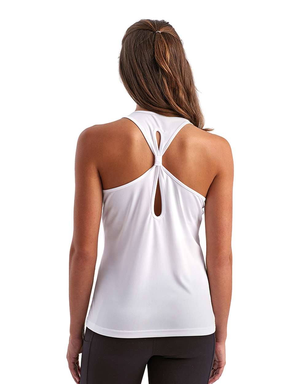 Women's Knot Back Venus Tank - OnModelBack - B848A2002 - White