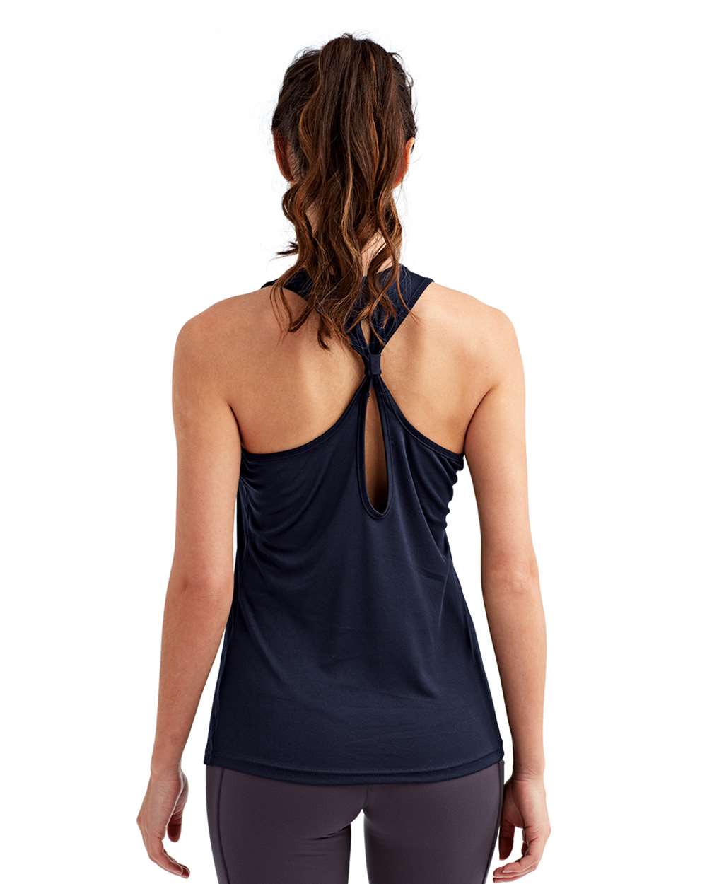 Women's Knot Back Venus Tank - OnModelBack - B848A2652 - French Navy