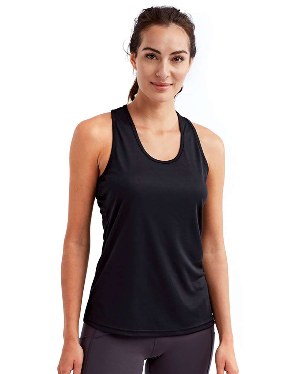 Women's Knot Back Venus Tank - OnModelFront - B848A2502 - Black