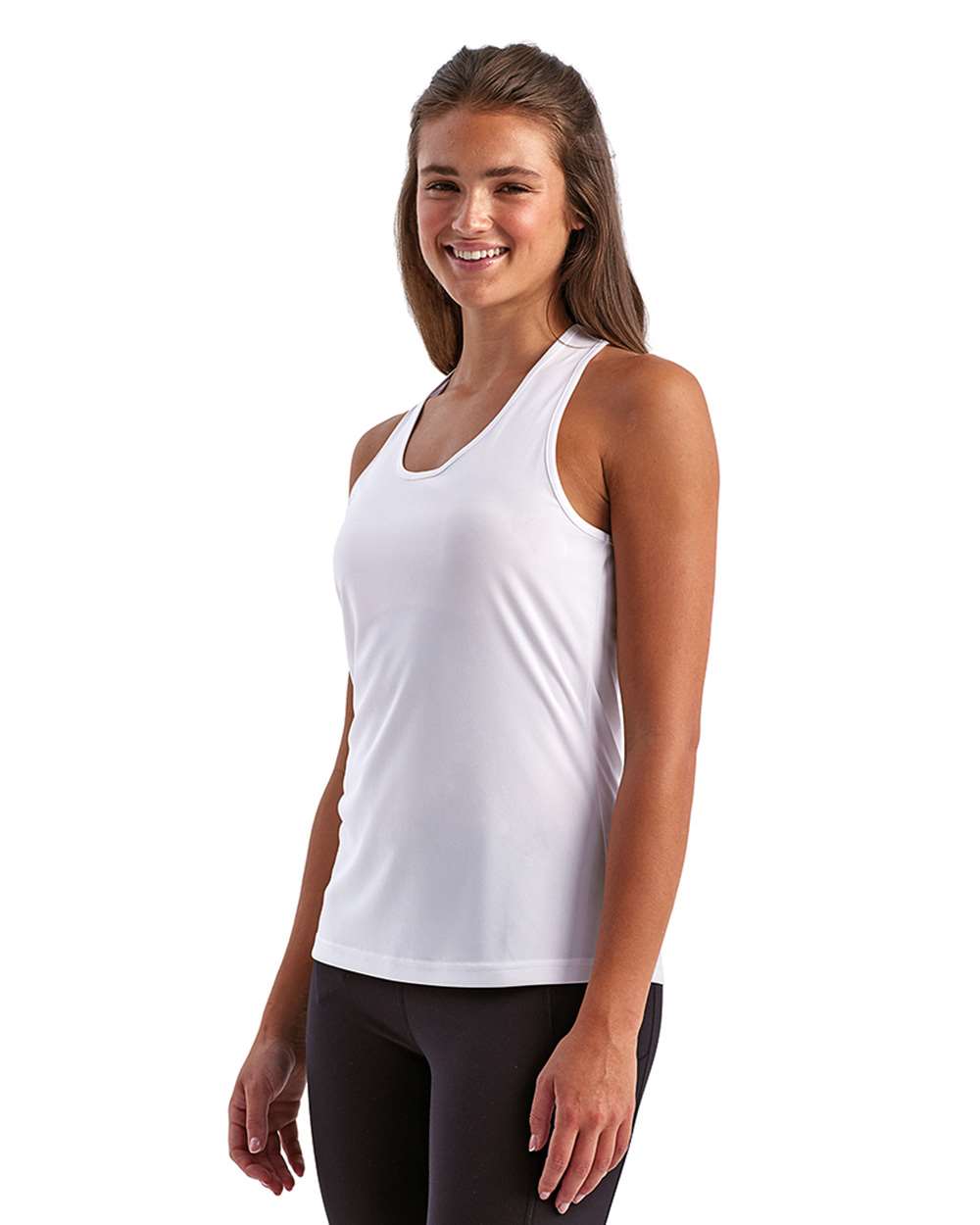 Women's Knot Back Venus Tank - OnModelSide - B848A2002 - White