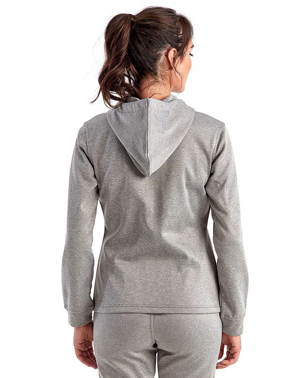 Women's Spun Dyed Full-Zip Hooded Sweatshirt - OnModelBack - B860A2092 - Grey Melange