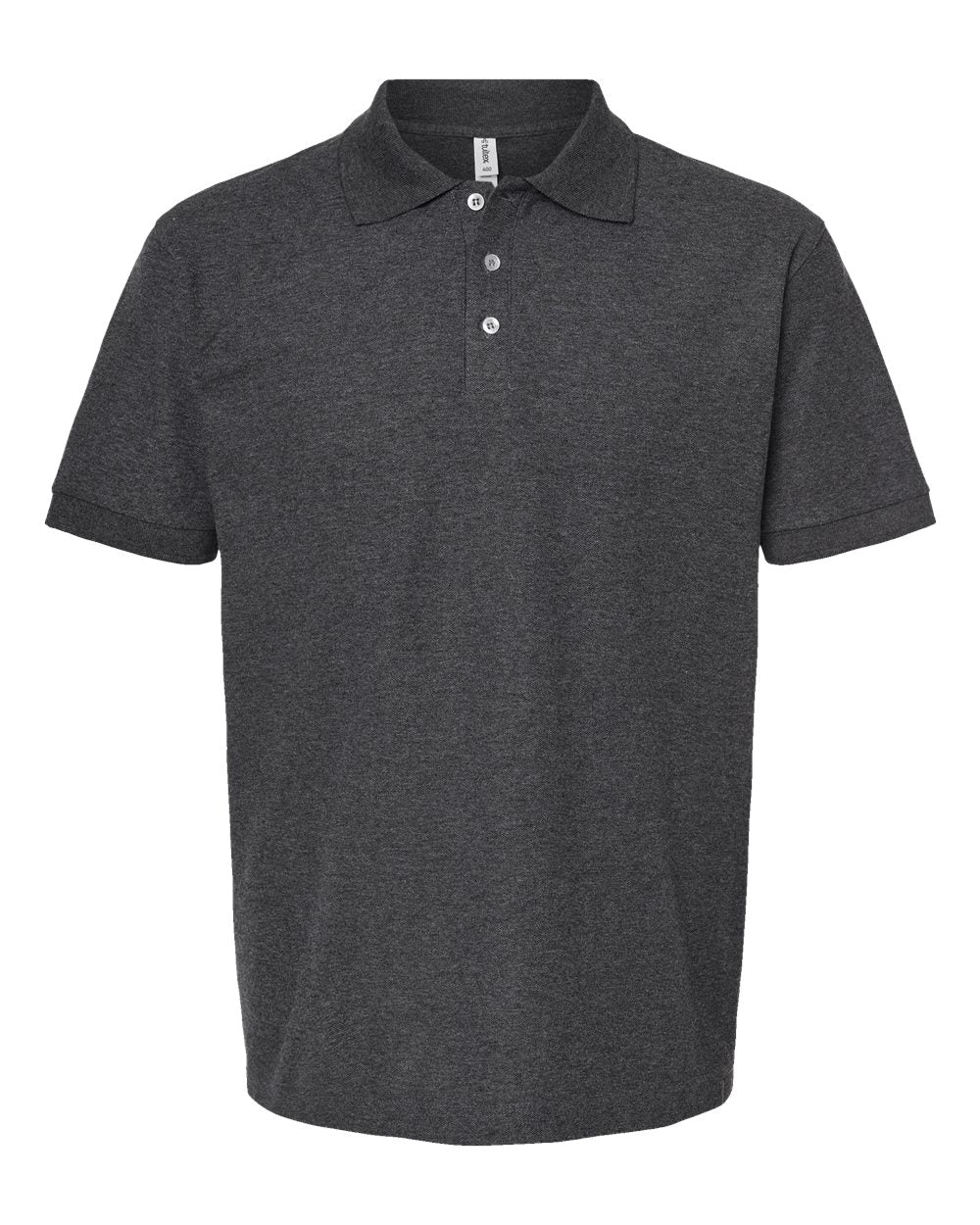 Men's 50/50 Sport Pique Polo - Front - B10559593 - Heather Charcoal