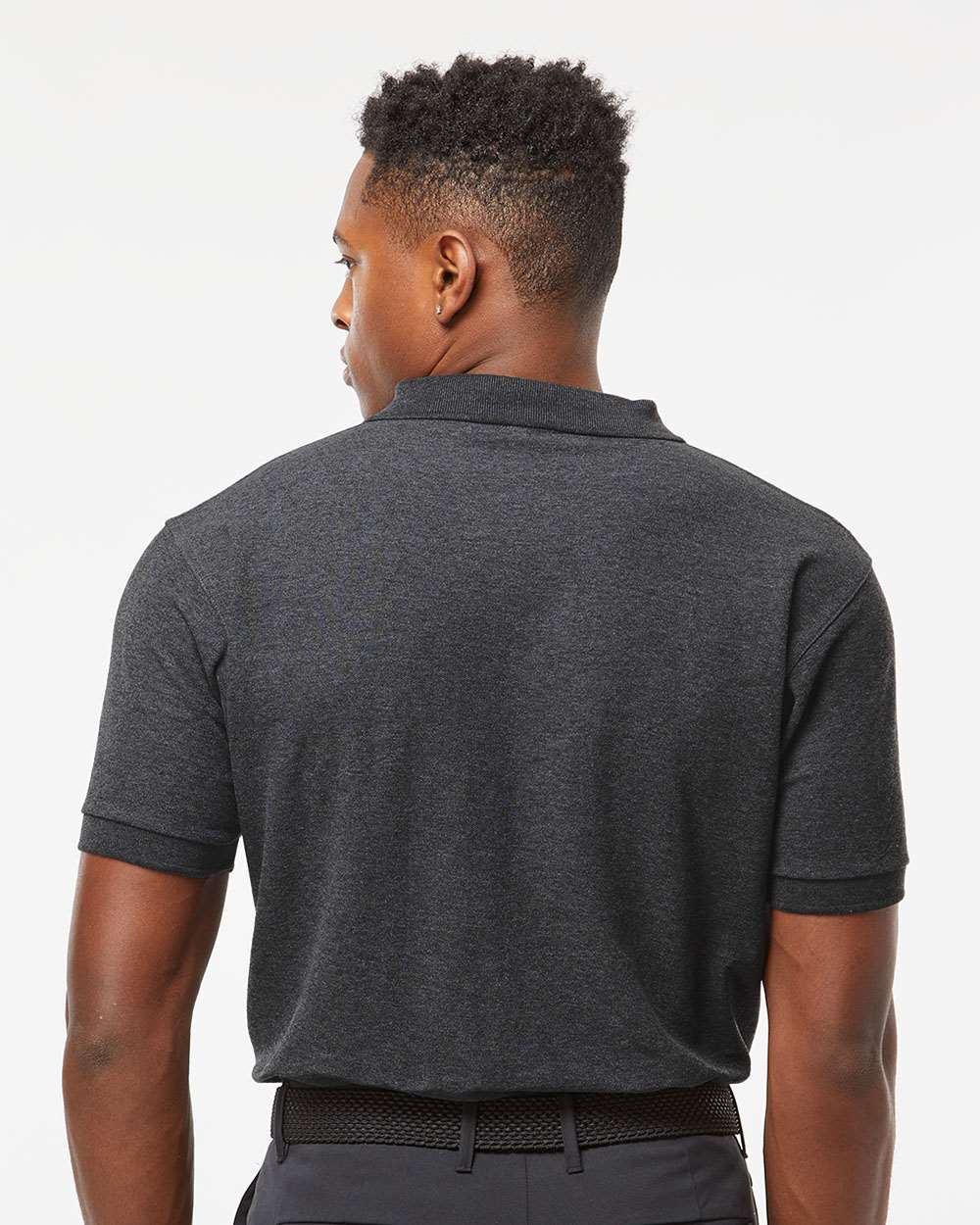 Men's 50/50 Sport Pique Polo - OnModelBack - B10559593 - Heather Charcoal