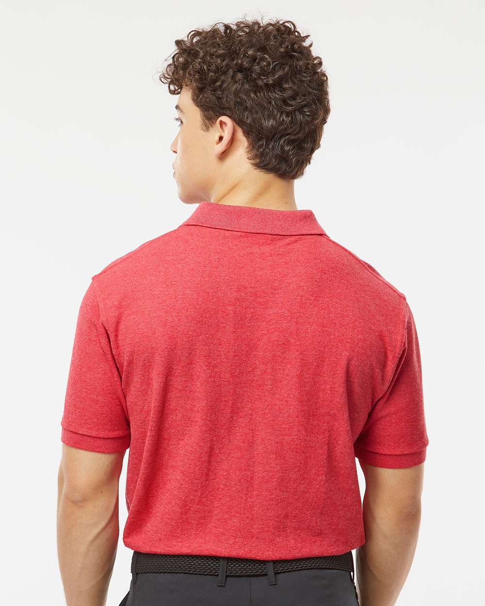 Men's 50/50 Sport Pique Polo - OnModelBack - B10559703 - Heather Red