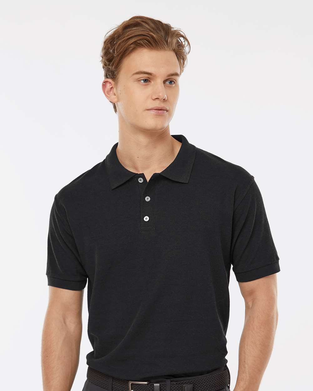 Men's 50/50 Sport Pique Polo - OnModelFront - B10559503 - Black