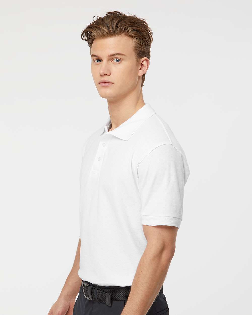 Men's 50/50 Sport Pique Polo - OnModelSide - B10559003 - White
