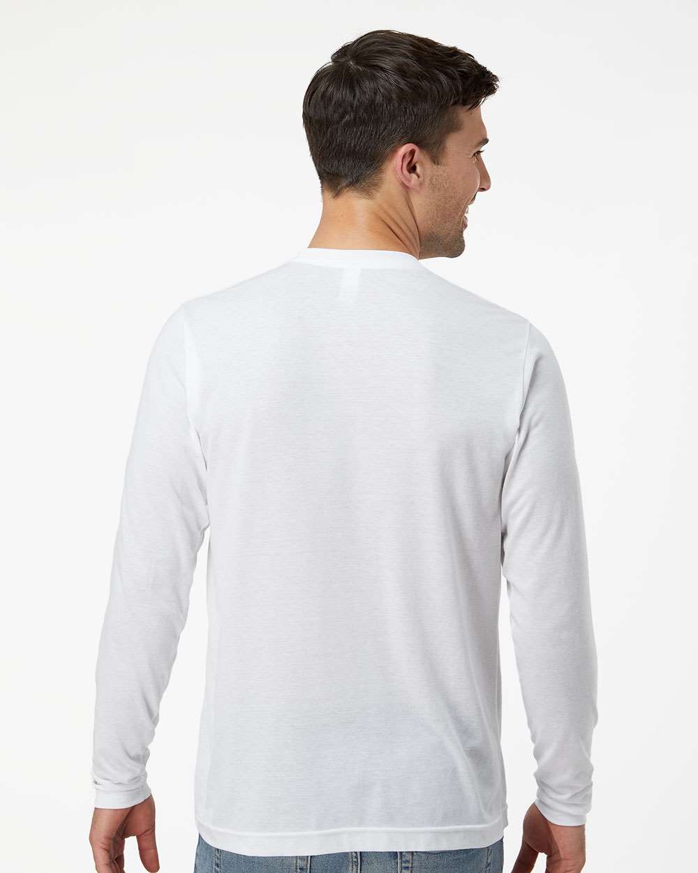 Unisex Poly-Rich Long Sleeve T-Shirt - OnModelBack - B30059002 - White