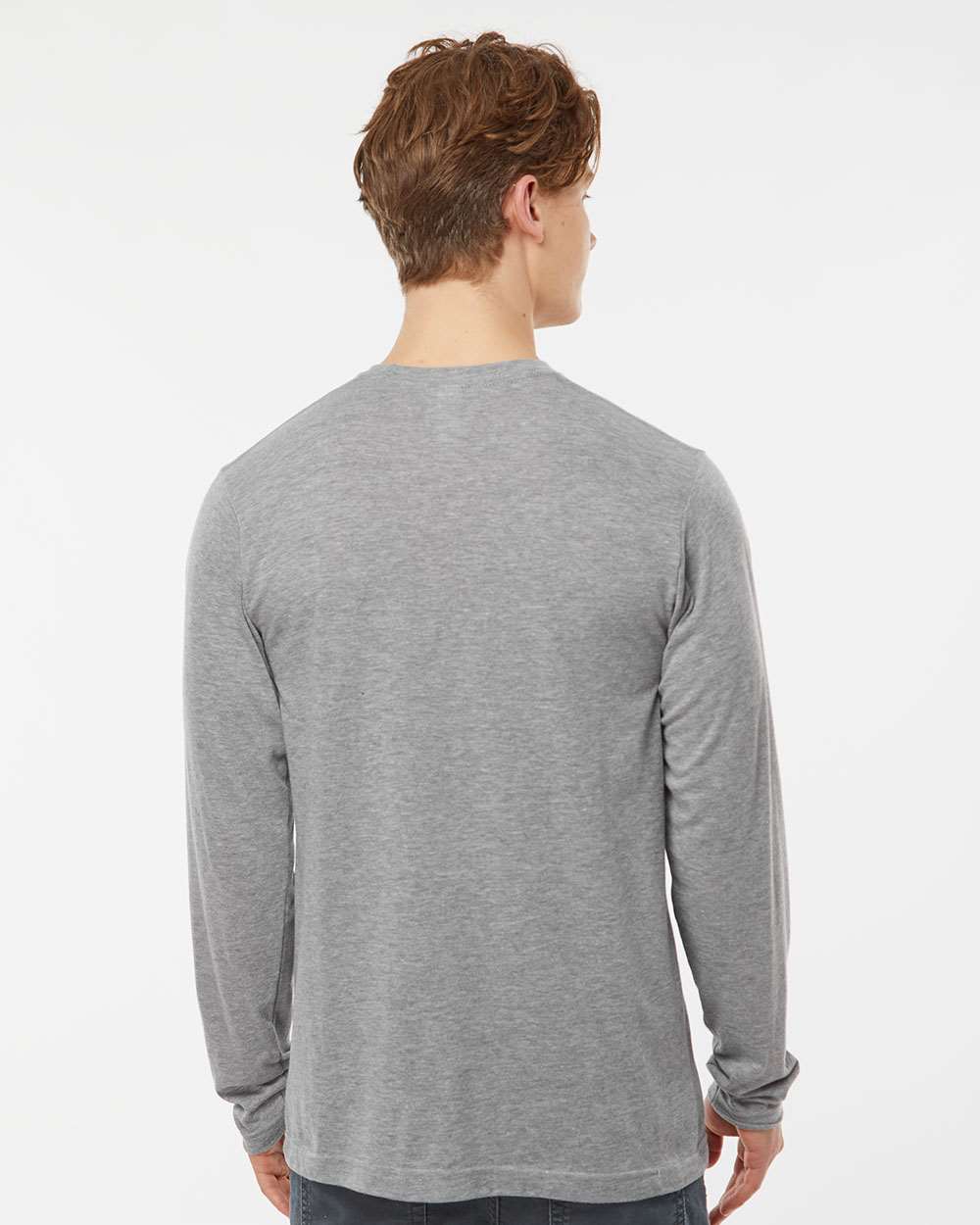 Unisex Poly-Rich Long Sleeve T-Shirt - OnModelBack - B30059092 - Heather Grey