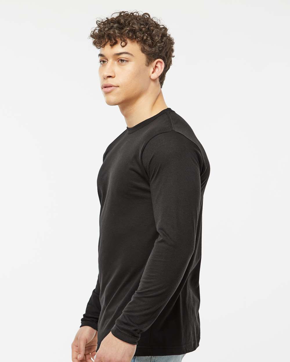 Unisex Poly-Rich Long Sleeve T-Shirt - OnModelSide - B30059502 - Black