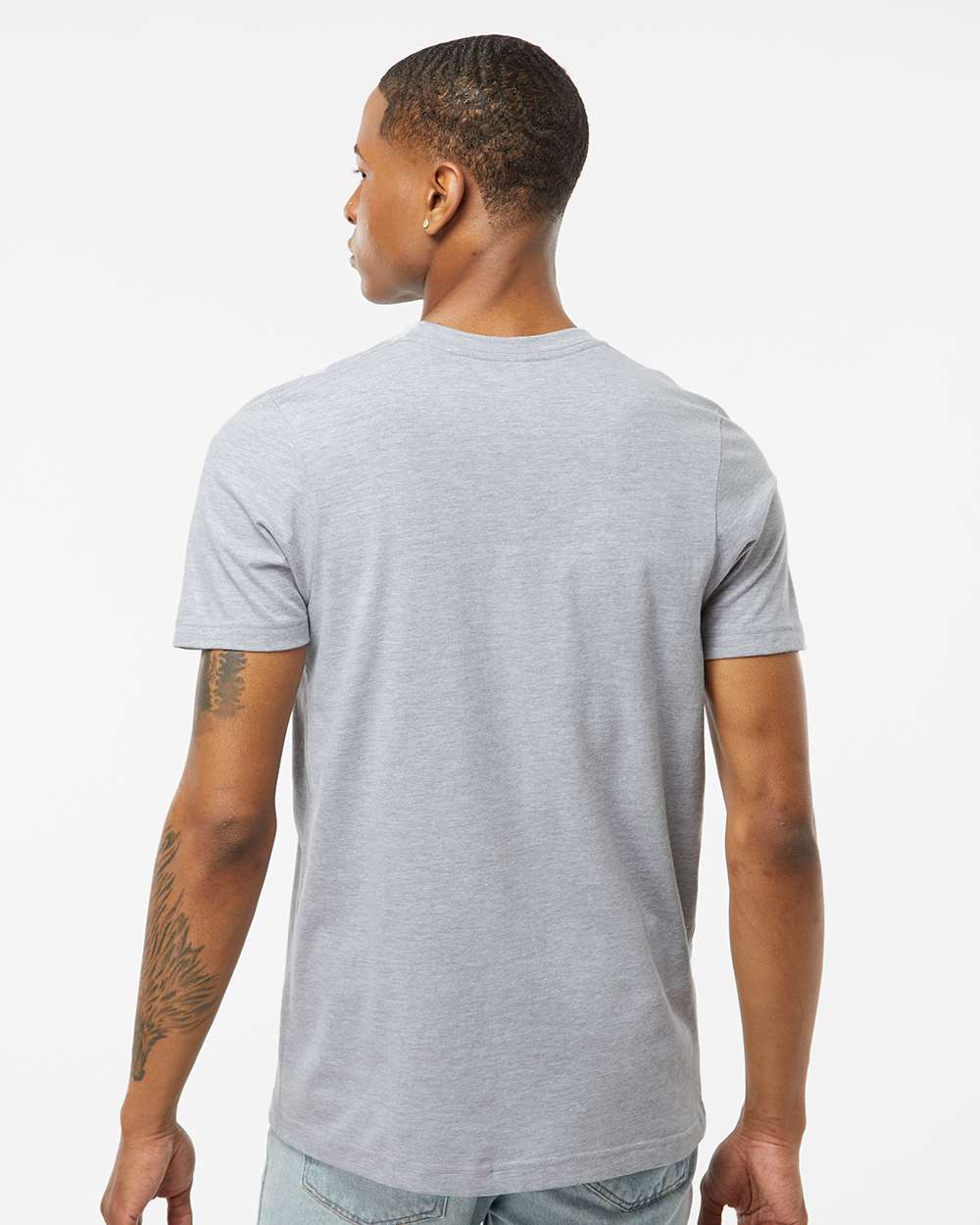Men's Premium Cotton T-Shirt - OnModelBack - B10859092 - Heather Grey