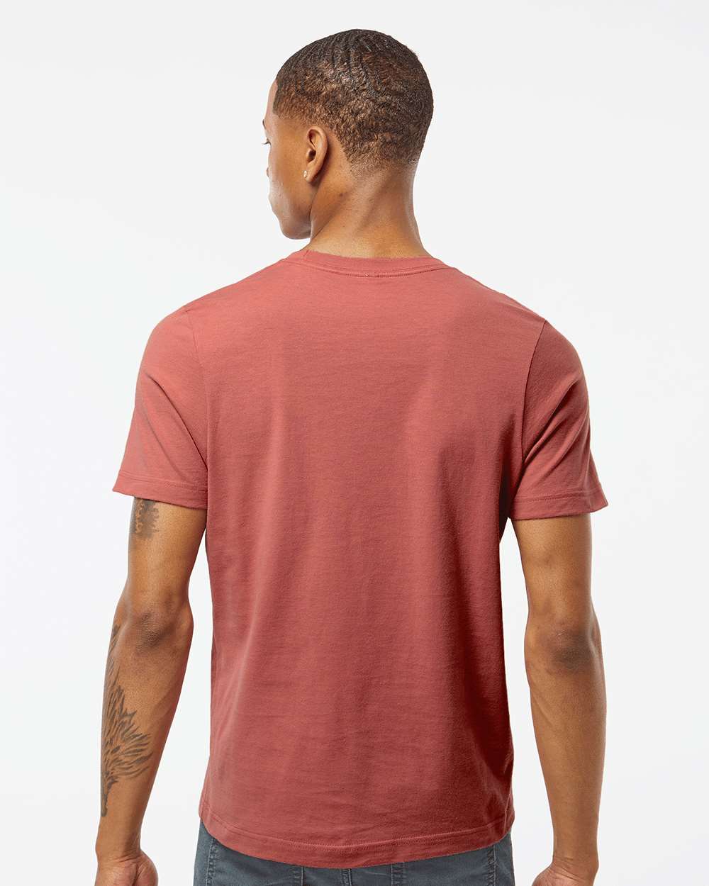Men's Premium Cotton T-Shirt - OnModelBack - B10859662 - Terracotta
