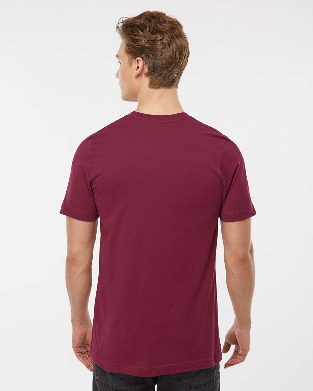Men's Premium Cotton T-Shirt - OnModelBack - B10859702 - Burgundy