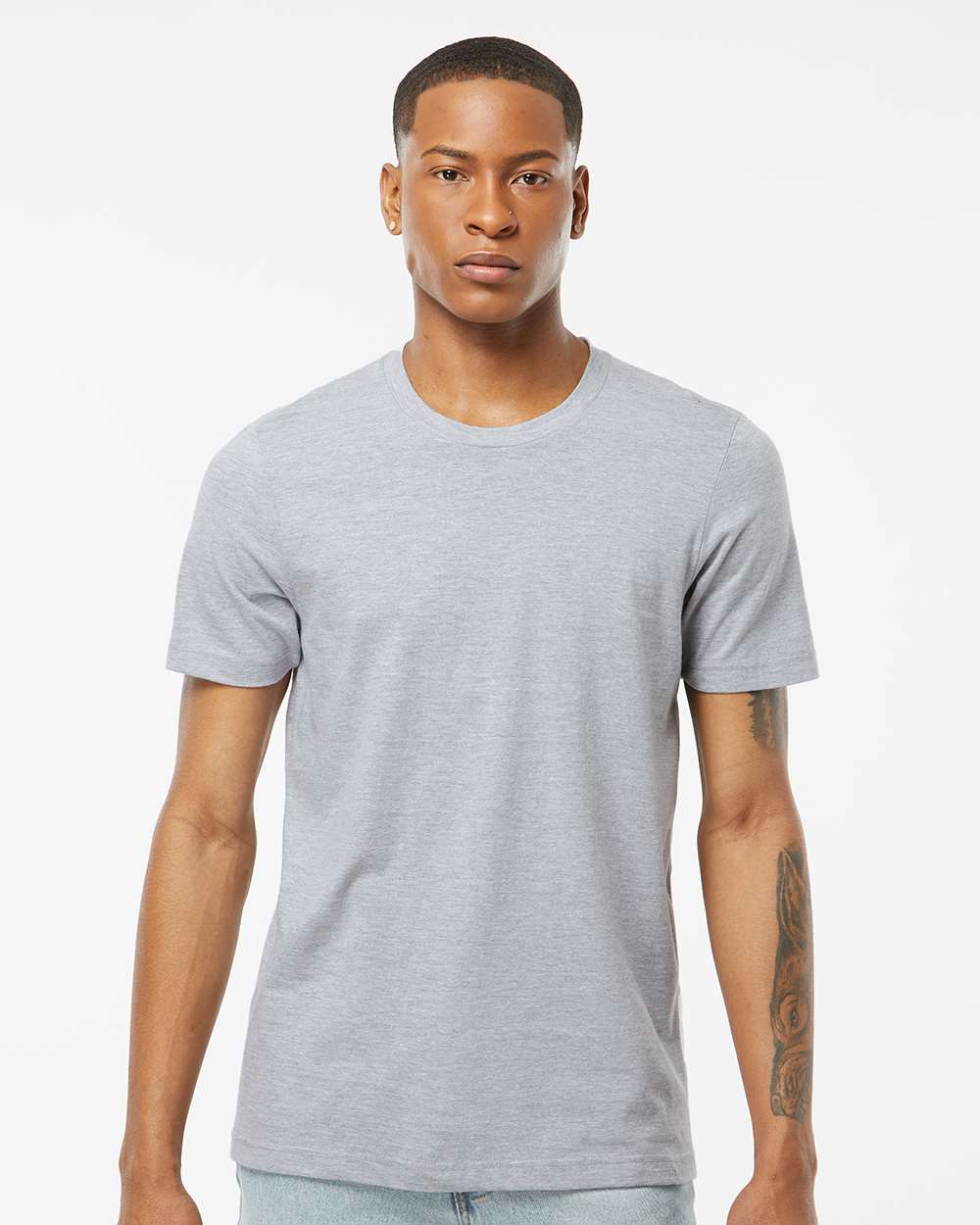 Men's Premium Cotton T-Shirt - OnModelFront - B10859092 - Heather Grey