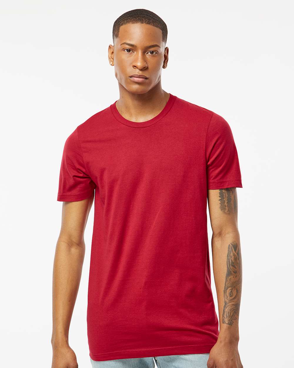 Men's Premium Cotton T-Shirt - OnModelFront - B10859103 - Cardinal