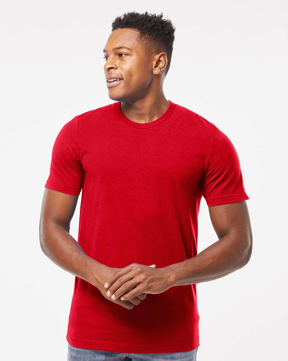 Men's Premium Cotton T-Shirt - OnModelFront - B10859132 - Red