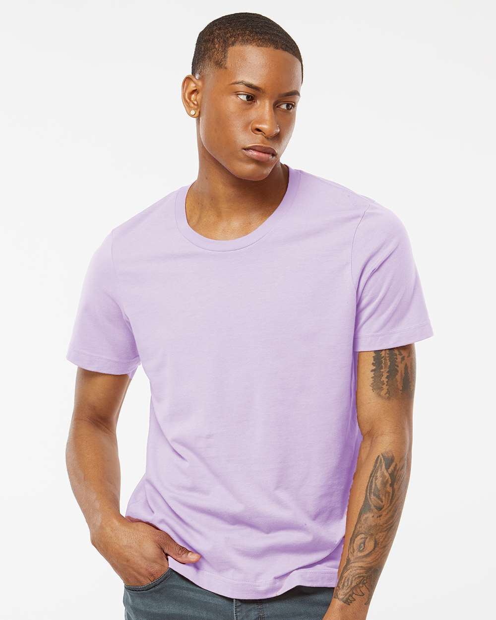 Men's Premium Cotton T-Shirt - OnModelFront - B10859557 - Lavender