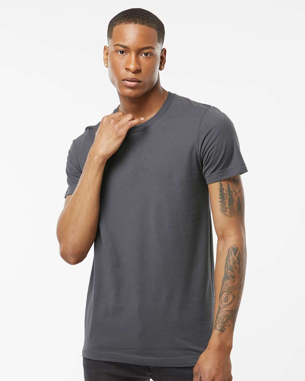 Men's Premium Cotton T-Shirt - OnModelFront - B10859592 - Charcoal