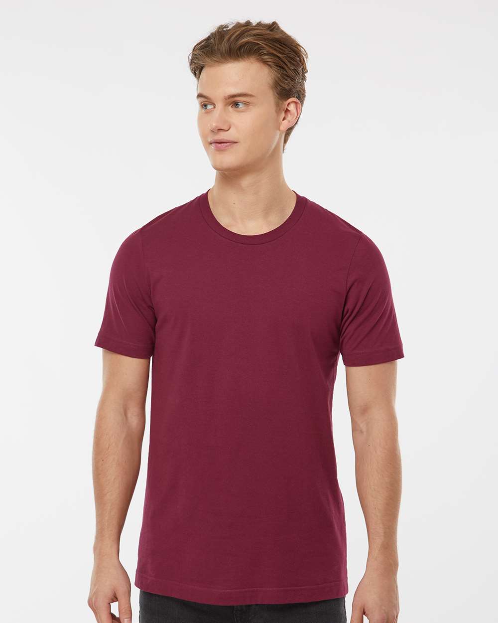 Men's Premium Cotton T-Shirt - OnModelFront - B10859702 - Burgundy