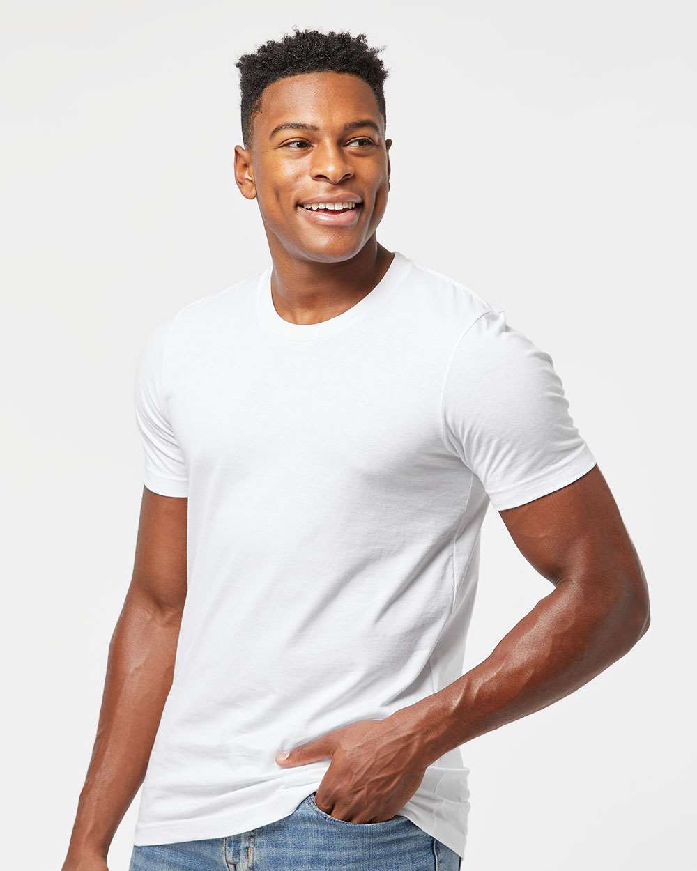 Men's Premium Cotton T-Shirt - OnModelSide - B10859002 - White