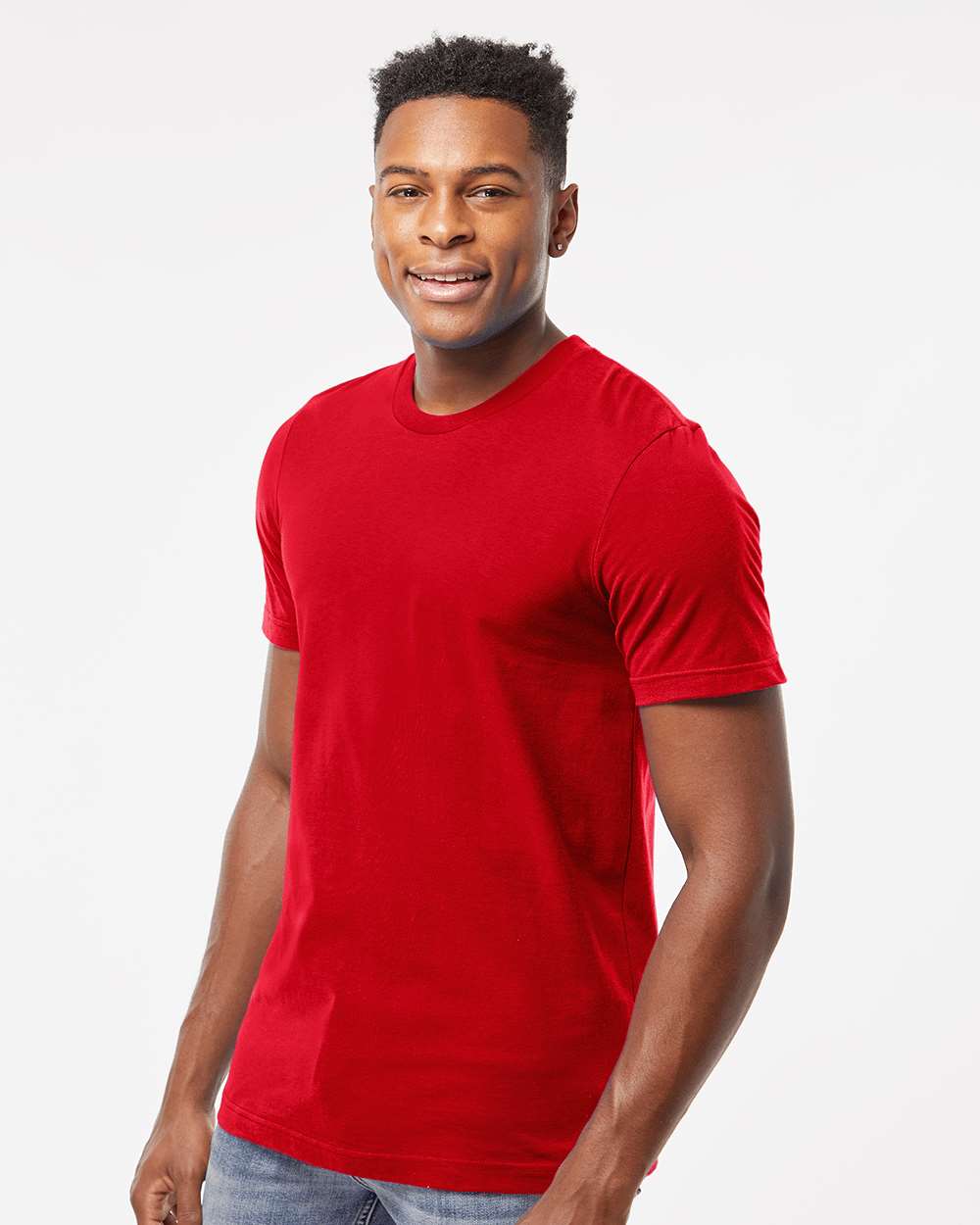 Men's Premium Cotton T-Shirt - OnModelSide - B10859132 - Red