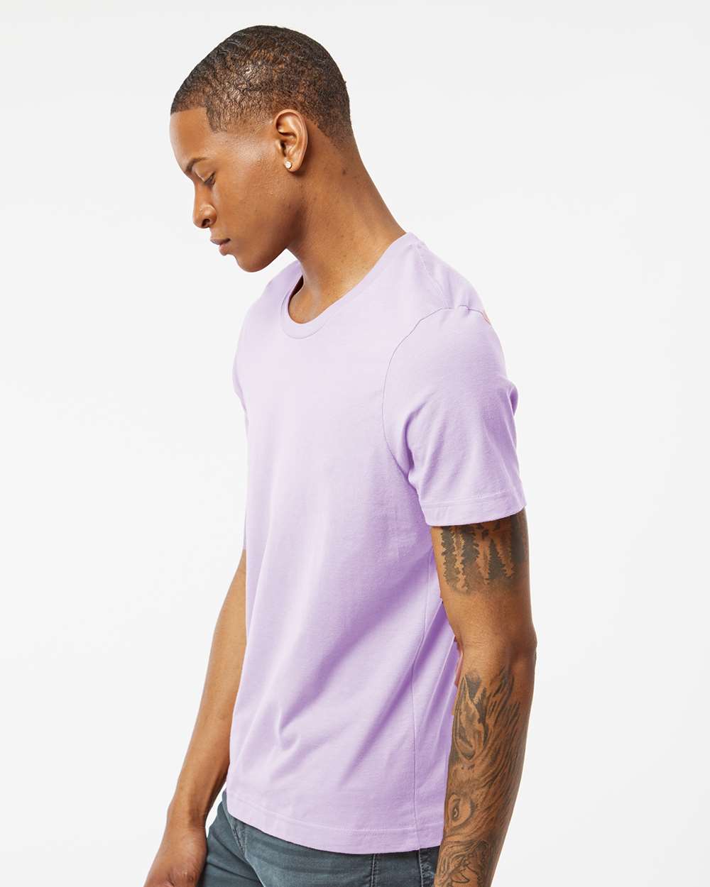 Men's Premium Cotton T-Shirt - OnModelSide - B10859557 - Lavender