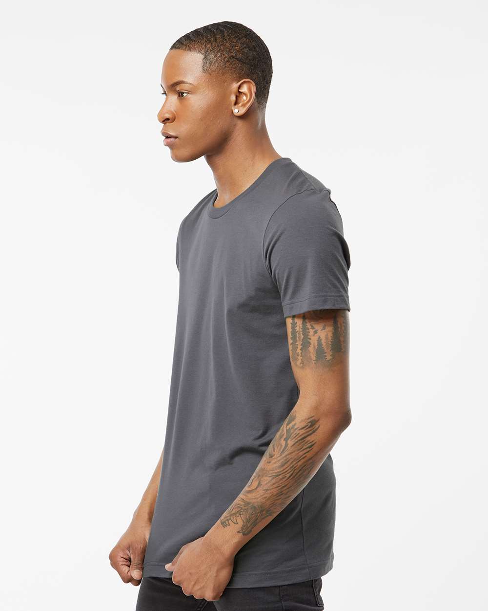 Men's Premium Cotton T-Shirt - OnModelSide - B10859592 - Charcoal