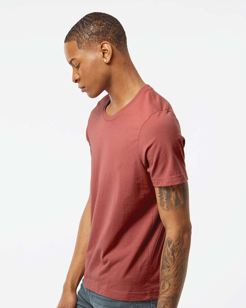 Men's Premium Cotton T-Shirt - OnModelSide - B10859662 - Terracotta