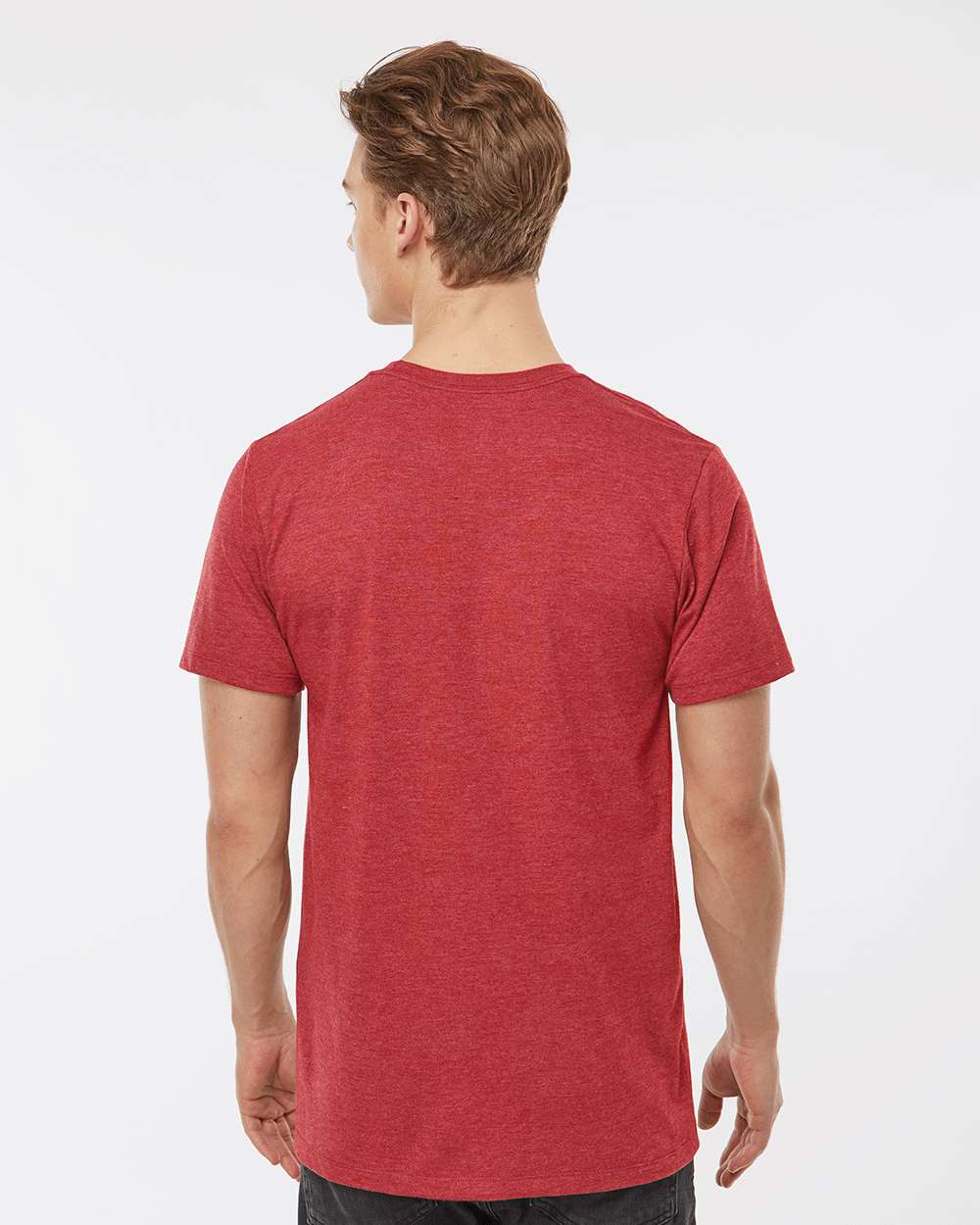 Men's Premium Cotton Blend T-Shirt - OnModelBack - B11059112 - Red Heather