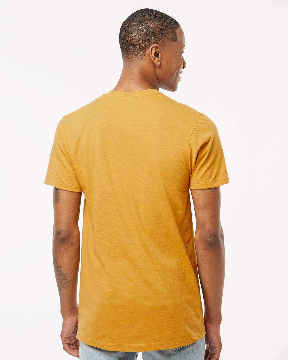 Men's Premium Cotton Blend T-Shirt - OnModelBack - B11059122 - Antique Gold Heather