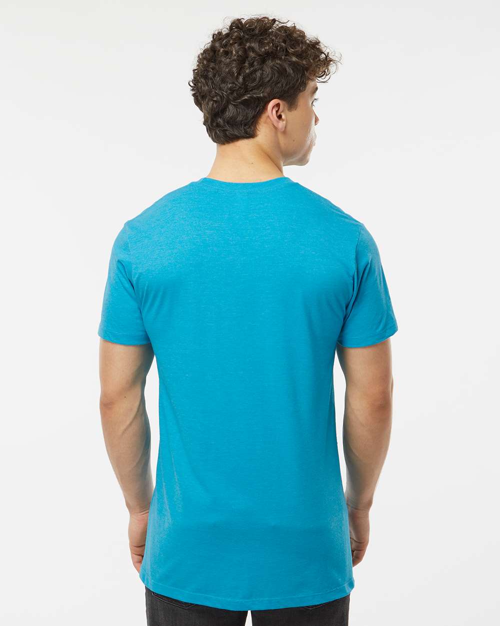 Men's Premium Cotton Blend T-Shirt - OnModelBack - B11059192 - Turquoise Heather