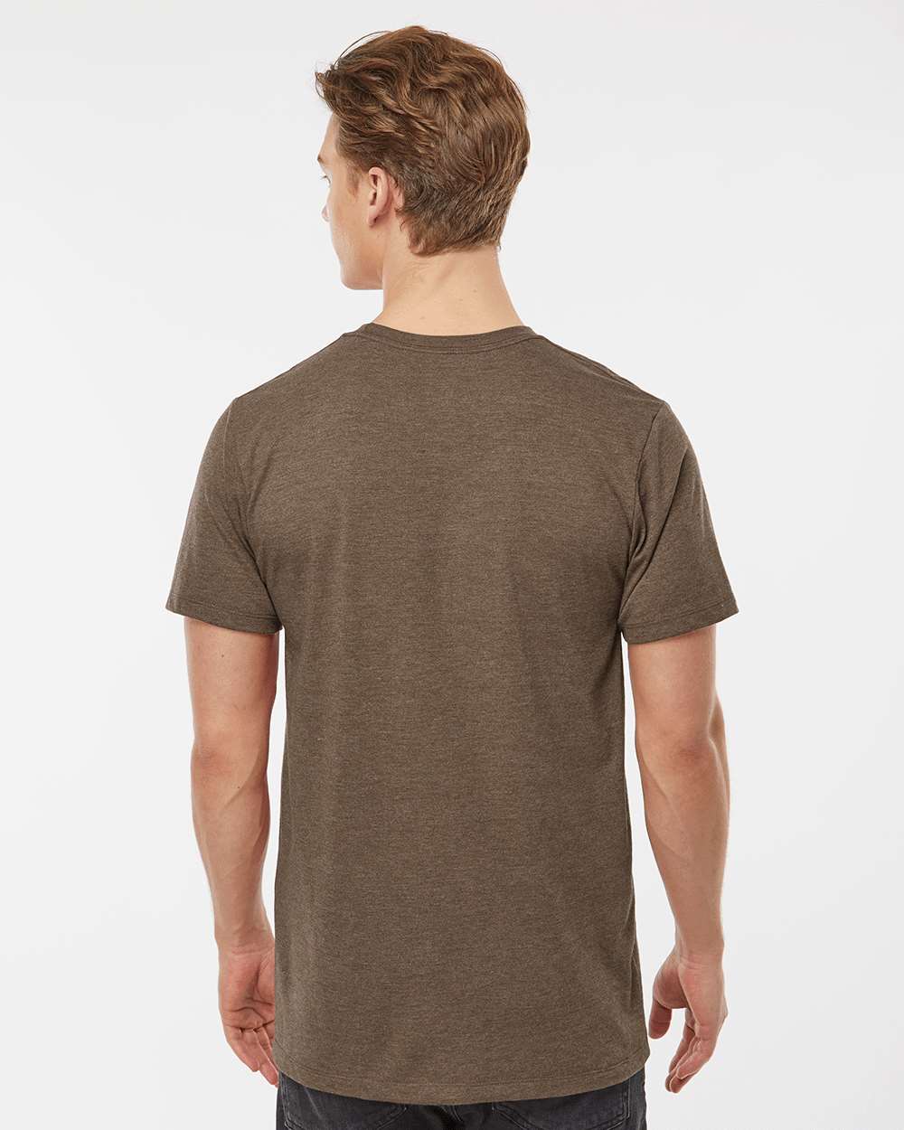 Men's Premium Cotton Blend T-Shirt - OnModelBack - B11059602 - Brown Heather