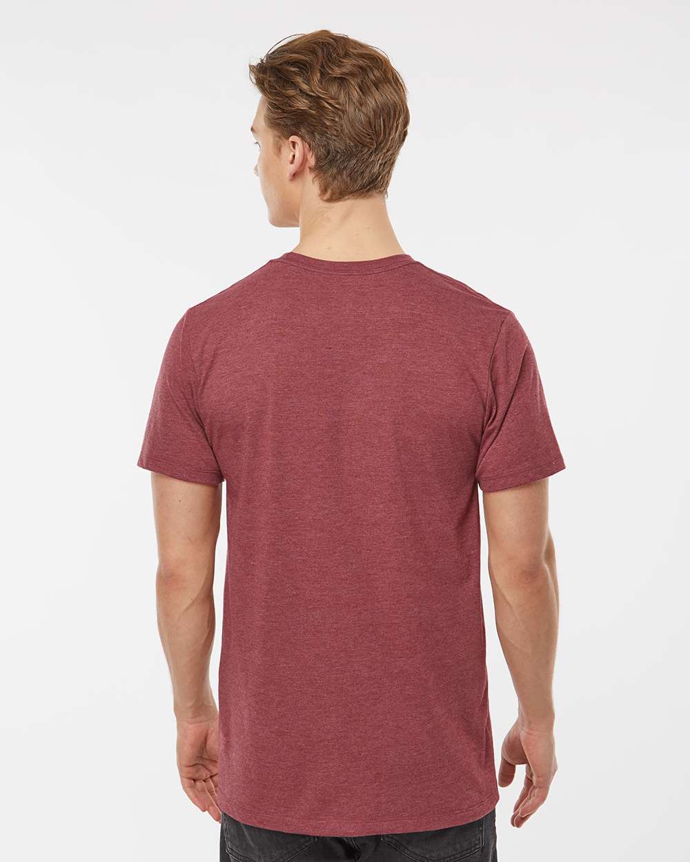 Men's Premium Cotton Blend T-Shirt - OnModelBack - B11059702 - Burgundy Heather
