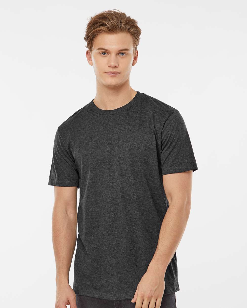 Men's Premium Cotton Blend T-Shirt - OnModelFront - B11059102 - Black Heather
