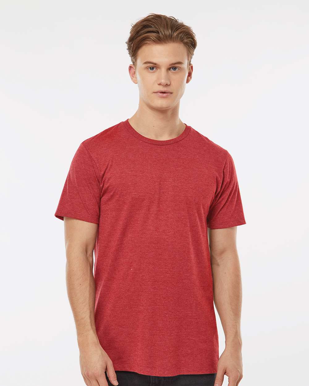 Men's Premium Cotton Blend T-Shirt - OnModelFront - B11059112 - Red Heather