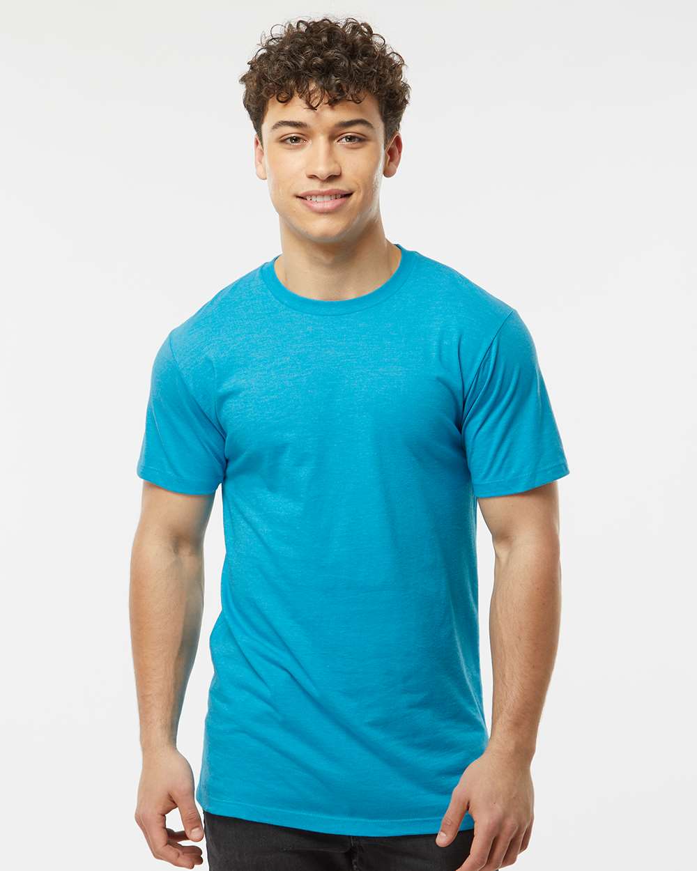 Men's Premium Cotton Blend T-Shirt - OnModelFront - B11059192 - Turquoise Heather